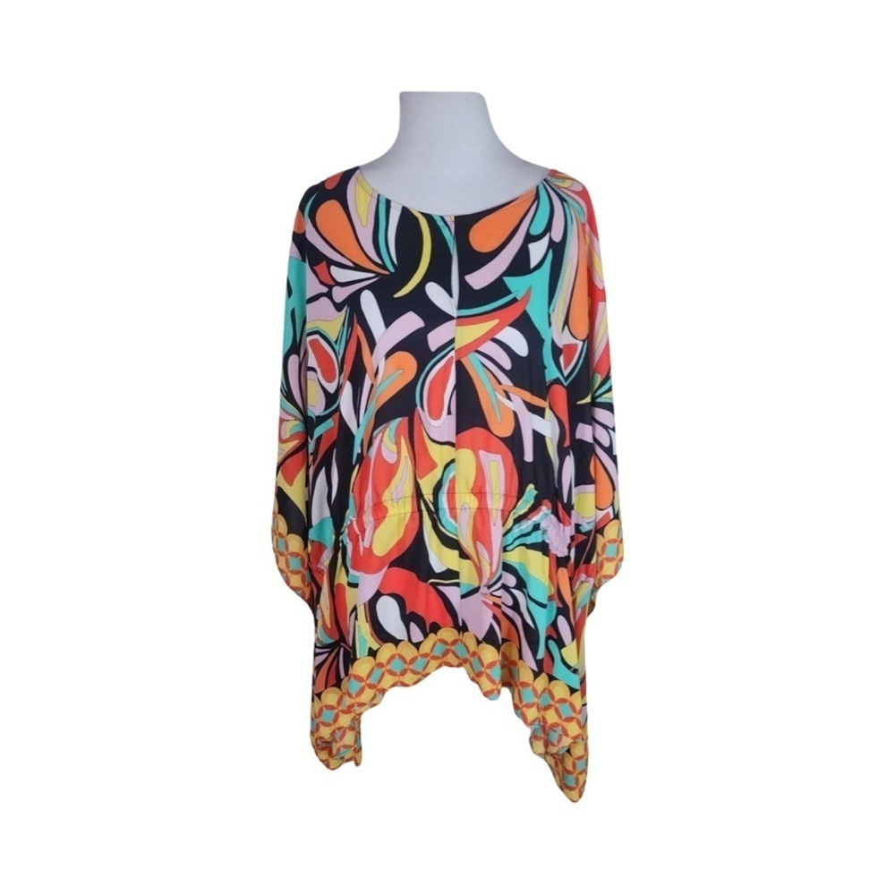 Bold Elements Butterfly Bat Wing Retro Print PonchoTop NWT Size 3X